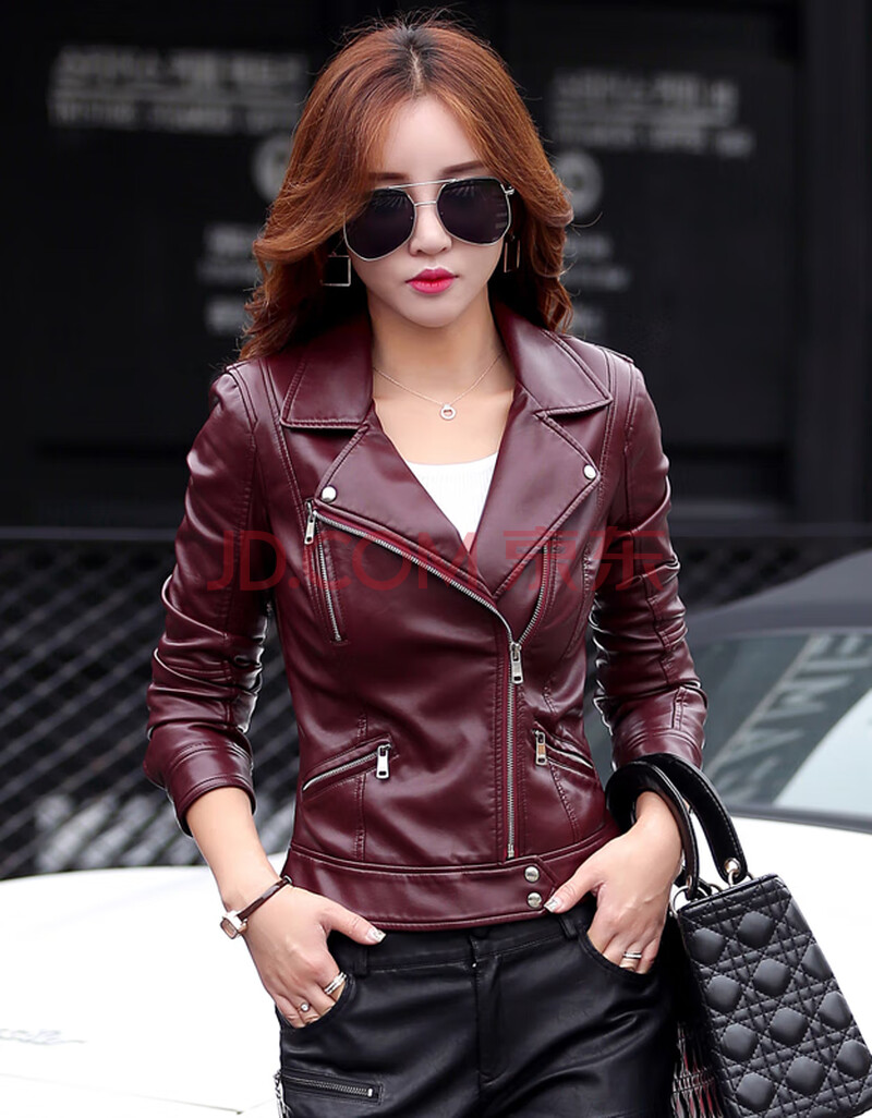 欧偲麦 皮衣女短款pu皮衣外套女士皮夹克女装皮风衣秋冬季2020机车