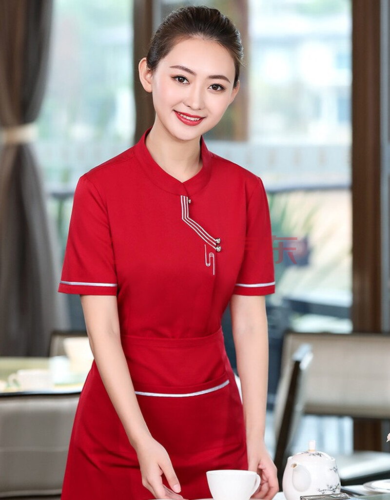 酒店前厅员工服装夏季 火锅饭店农家乐茶楼服务员工装女套装定制 女士
