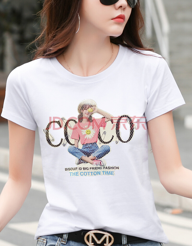 利芙娜女装2021年春季新款白色t恤女短袖2021年春夏新品时尚百搭小众