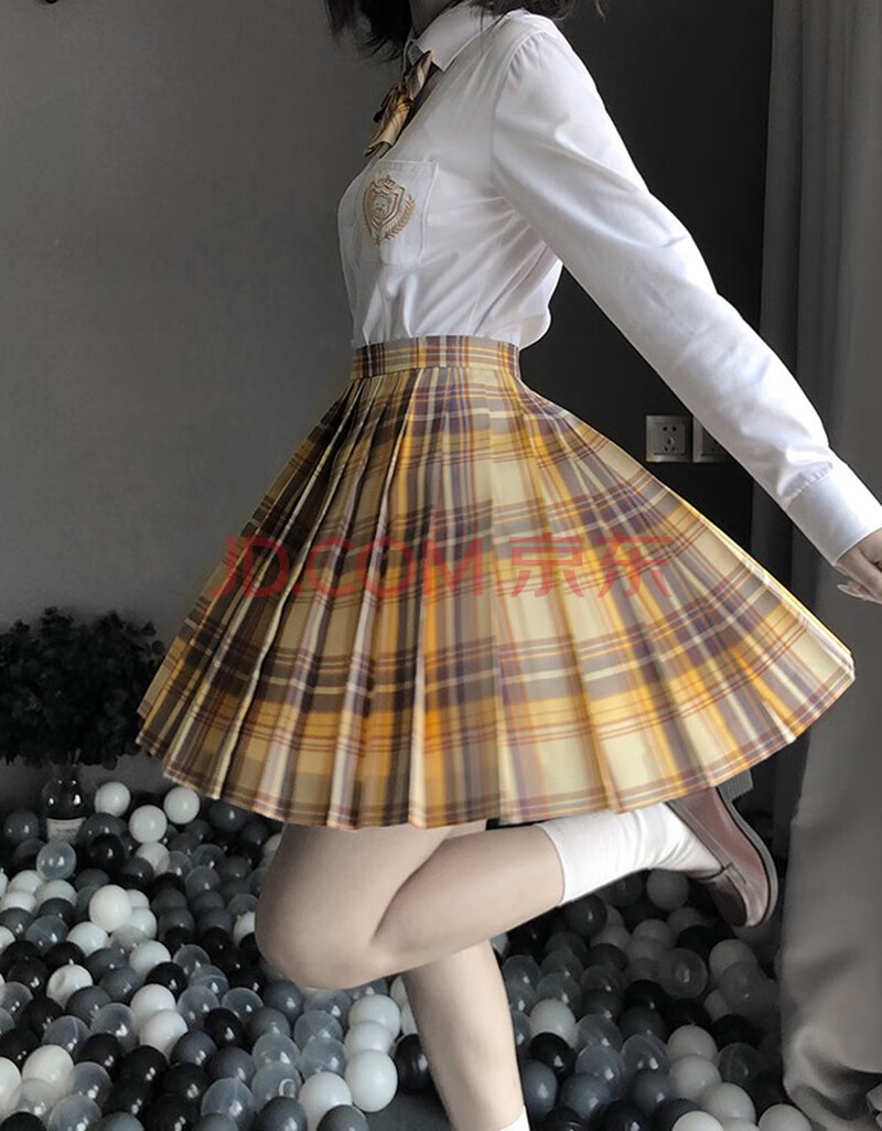 jk日系少女温柔一刀制服百褶格裙学生校服学院套装全套 山吹 领结