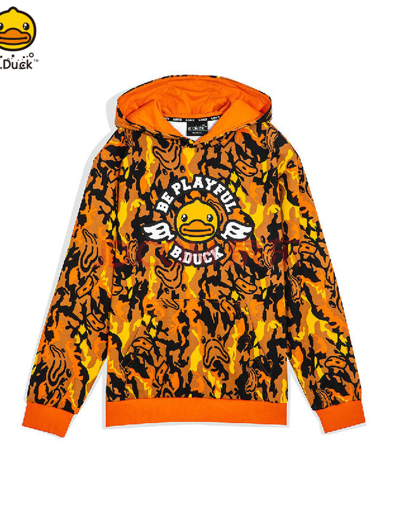 duck 小黄鸭春季潮牌男式连帽韩版萌鸭港风街头男款休闲运动卫衣 橙色
