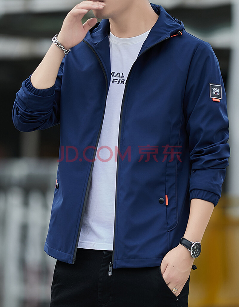 深蓝色一一男款春秋款时尚潮牌个性