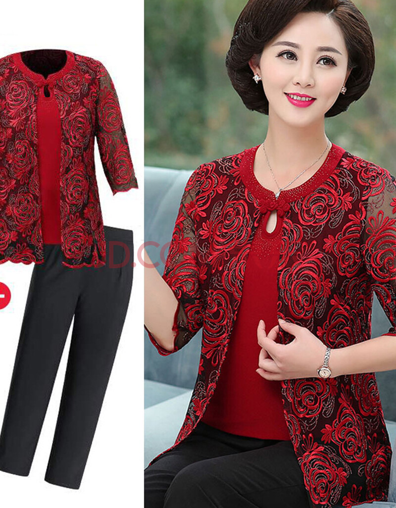 喜婆婆装婚礼服两件套夏季婚礼妈妈套装洋气上衣母亲岳母喜婆婆婚宴装