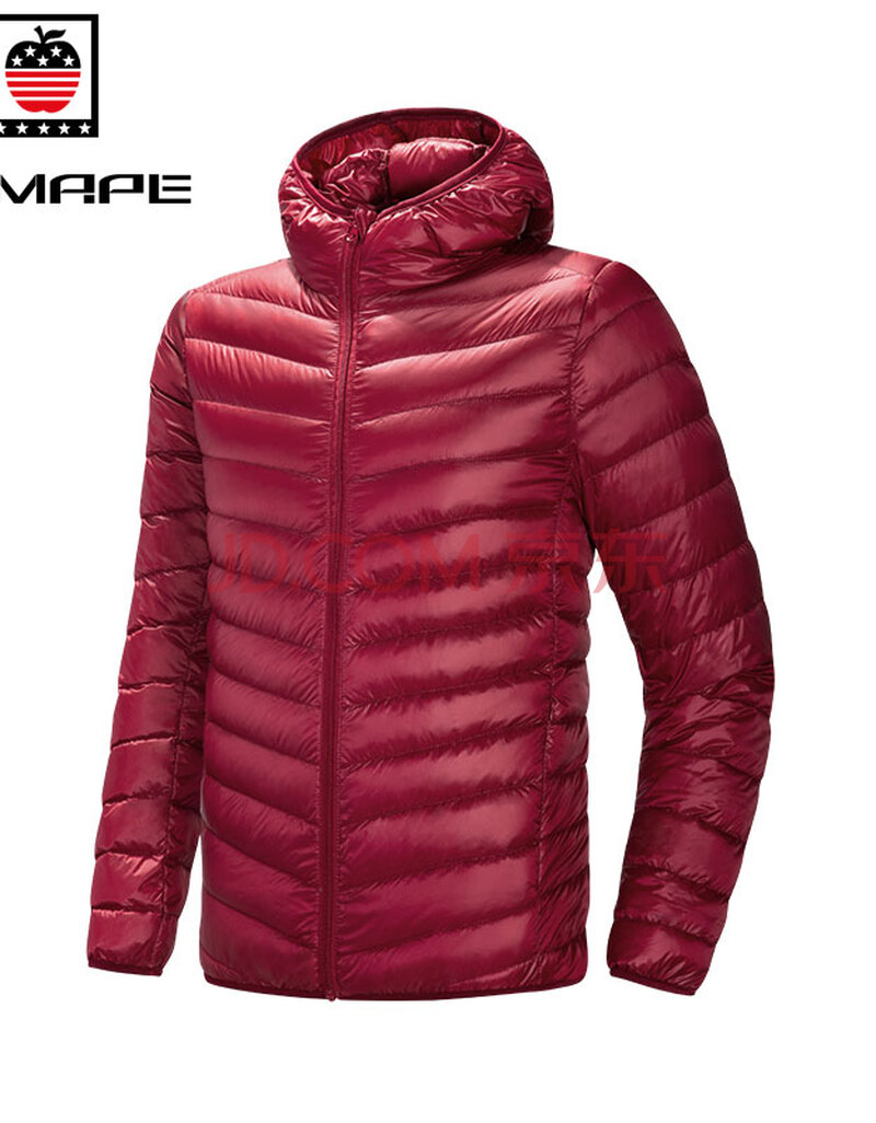 aemape 美国苹果净色连帽轻薄款羽绒服简约保暖鹅绒服外套男 红色 m