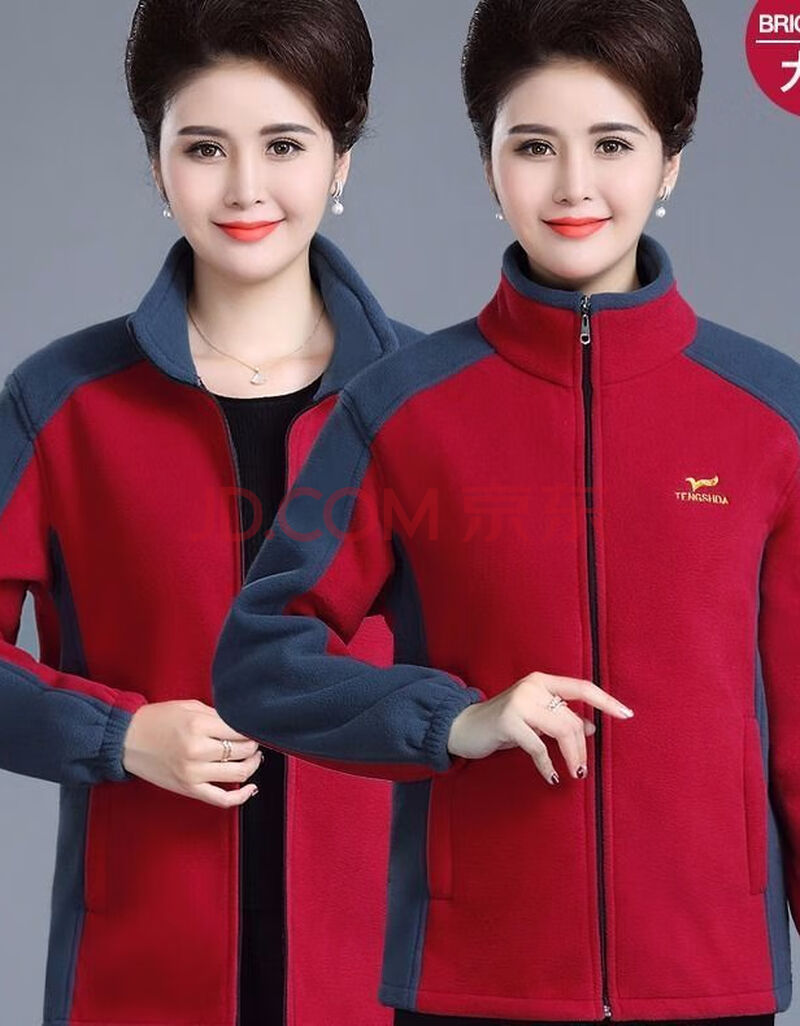 中老年女装秋冬加厚摇粒绒开衫卫衣上衣外套休闲大码保暖妈妈装sn2809