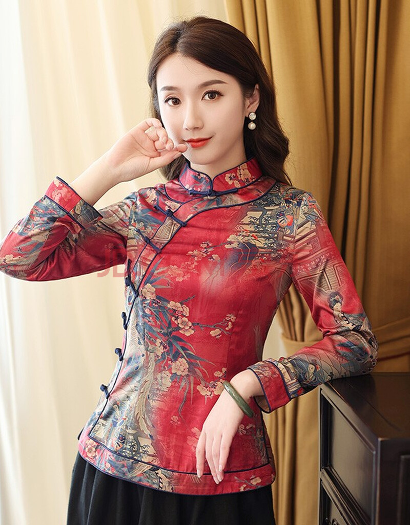 如意风改良唐装中国风旗袍上衣妈妈时尚盘扣复古茶服中式佛系女装