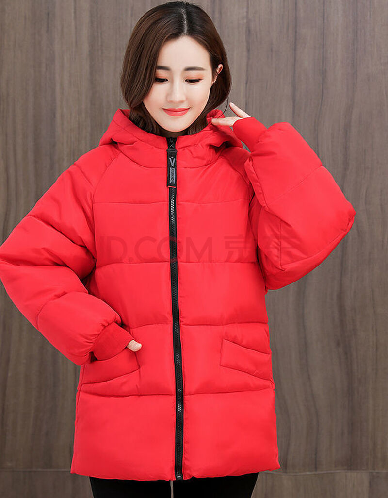 加肥加大棉服女200斤韩版短款加厚宽松显瘦240斤特大6xlsn0672 红色