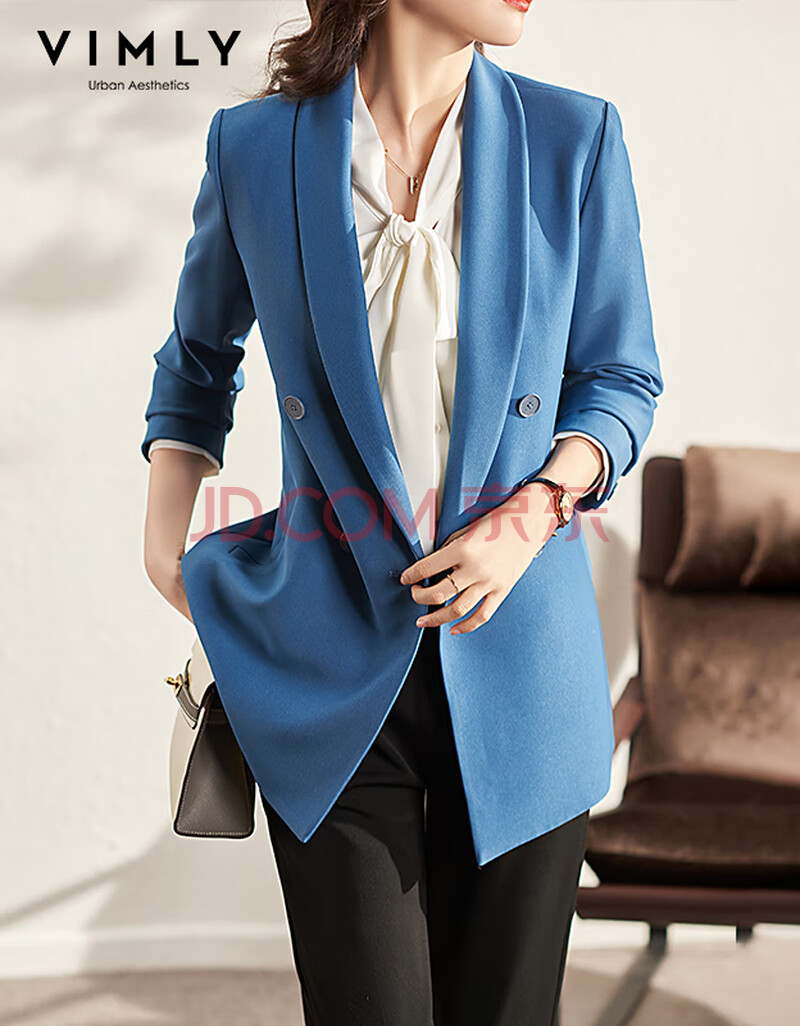 梵希蔓青果领职业西装外套女春秋2021新款小个子设计感小众西服 f8605