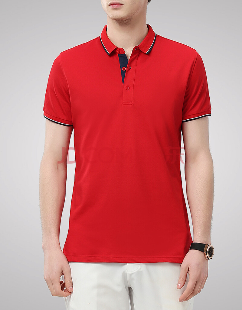 luxury lane polo衫男短袖青年夏季撞色修身翻领polo衫 红色 s