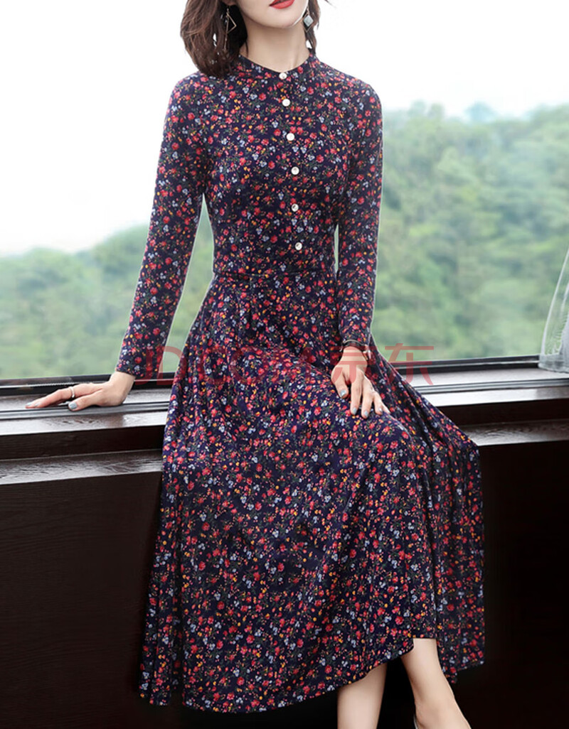 款长袖连衣裙秋装长款过膝2019年秋季新款女装名媛气质显瘦春秋长裙