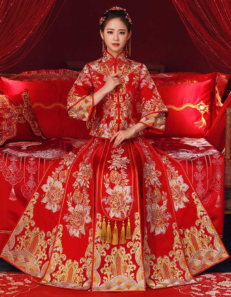 涵纱漫舞秀禾服新娘结婚礼服2020新款结婚旗袍嫁衣出阁服中式婚纱敬酒