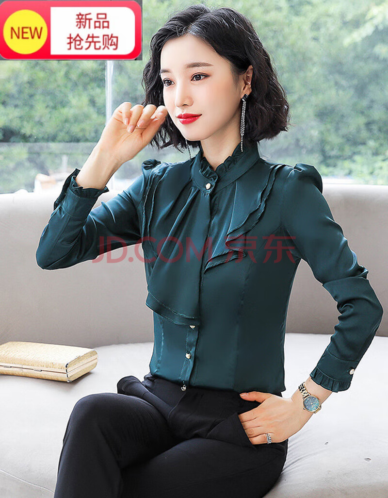 中青年女士商务休闲穿的允硕 雪纺衬衫女2019年春装新款洋气小衫红色