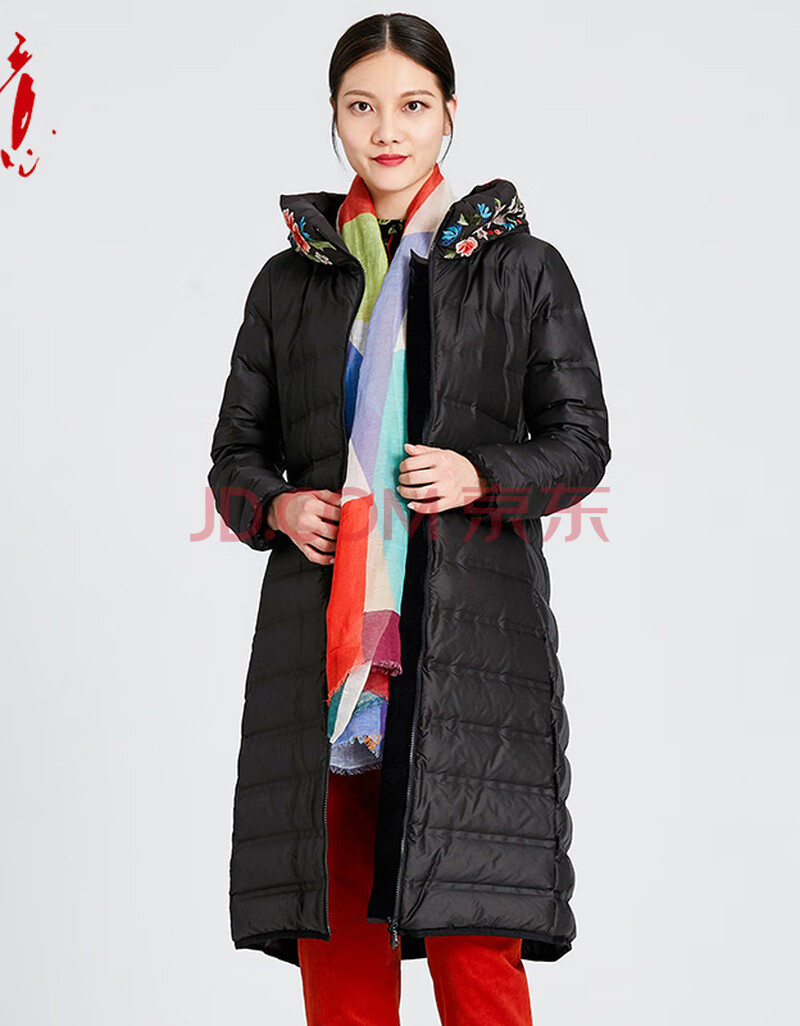 tangy/天意秋冬新品商场同款民族风重工刺绣中长款保暖羽绒服 7007 m