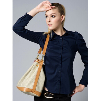 薇薇安 vivian billingual系列现代感耸肩衬衫 6352 深蓝色 xl