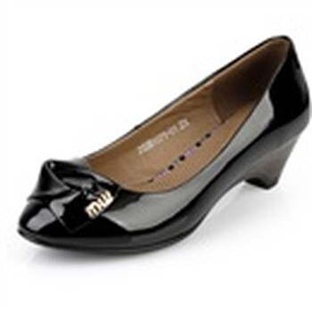 保罗骑士(palmpolo)士女鞋浅口中跟甜美淑真皮女鞋1071 黑色 38