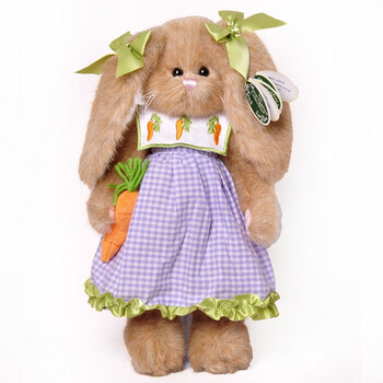 美国bearington贝瑞14寸刺绣紫格花裙泰迪兔子