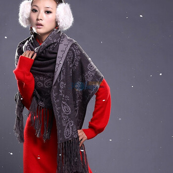rip 裂帛 女冬新品超长羊毛披肩围巾 知己9210 灰色
