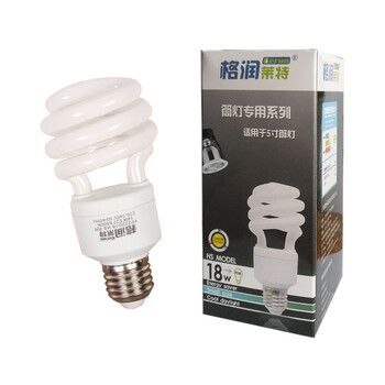 格润莱特 半螺旋18W节能灯泡 日光色白光 E27螺口灯头 筒灯专用耐高温寿命更长
