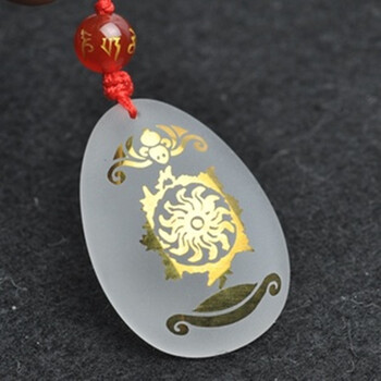 润玺 开光太阳神吊坠护身符 2013年属虎人吉祥物 六字真言 吊坠配咖啡