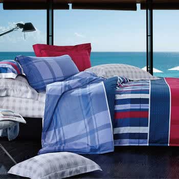 lehome家纺床上用品全棉四件套纯棉斜纹套件 爱情海岸线