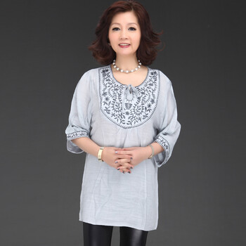 乐卡索2012春夏新品中老年服装 加大女装时尚妈妈装夏装七分袖t恤 as