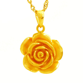永坤黄金 千足金 3d硬金玫瑰花吊坠 4.64