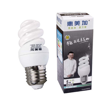 惠美加全螺旋5W节能灯荧光灯管E27螺旋灯口暖白光黄光天花灯筒灯壁灯纯三基色护眼节能灯