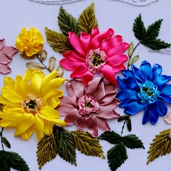 世轩丝带绣客厅挂画系列简单小画5天完成花卉情谊50*70cm