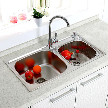 登勒卫浴(dengle)304不锈钢水槽 双槽 洗菜盆 水斗 dl-s7843sy