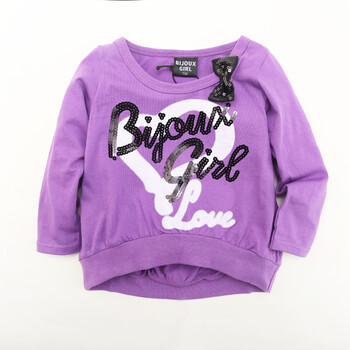 bijoux girl日本童装女童全棉蝴蝶结亮片长袖t恤glt13025 紫色 110