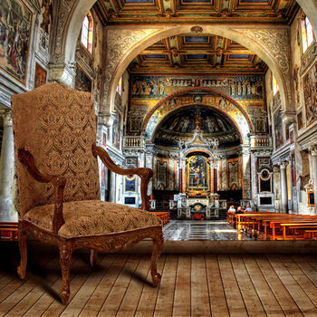 乐嘉 个性壁画定制 富贵华丽大教堂c251-1 书房客厅背景墙壁纸墙纸