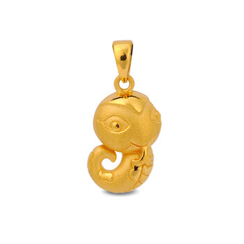金鑫珠宝 金蛇宝宝 足金吊坠 黄金项饰 生肖蛇吊坠 十二生肖系列 约2.