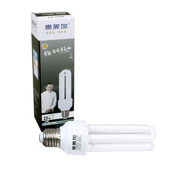 惠美加3U25W节能灯荧光灯管E27螺旋灯口白光日光色纯三基色护眼U型节能灯（两只装）