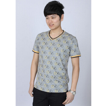 三利专柜正品 13夏新 男士 v领 短袖棉t恤 夏季个性t恤男 d1326 灰色
