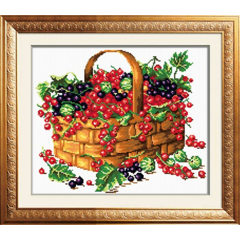 法国进口dmc十字绣套包 一篮樱桃 14ct-2股-白布