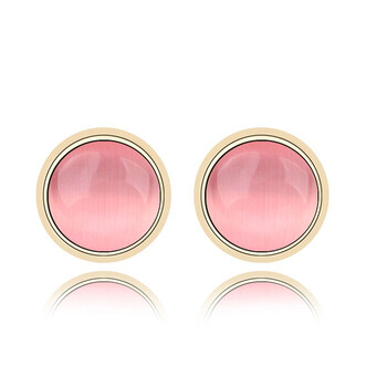 泰宝行天然猫眼石耳钉时尚耳饰粉色耳坠防过敏7002 浅粉色