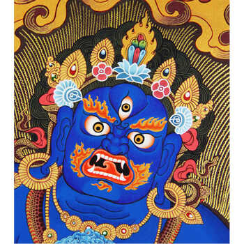 > 西藏手绘唐卡传统矿物颜料 黑财神 30277