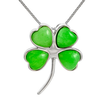 翡翠玉石 项链/吊坠 芭法娜 芭法娜 绿色四叶草 s925纯银镶马来玉.