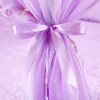 5米宫廷不锈钢支架加粗落地式三开门白色 紫色印花 1.