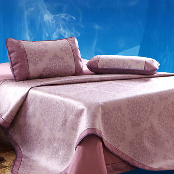 【货到付款】九洲鹿 夏凉冰丝席套件 单双人空调席子 凉席套件 冰丝席