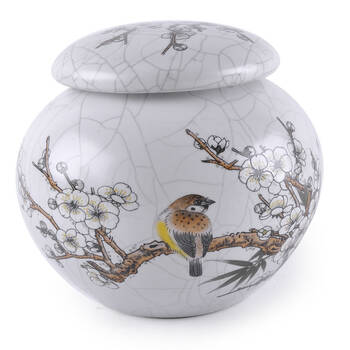 山林居茶具 陶瓷茶叶罐茶具套组功夫茶具汉陶张生汝窑花鸟罐