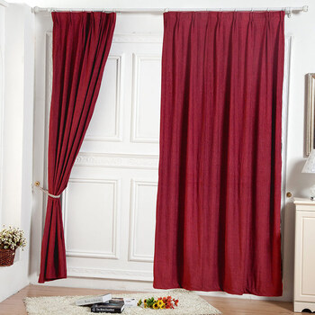 同依布艺 高档绒布纯色遮光帘 定制成品窗帘 红色 a12-12 挂钩式 150*
