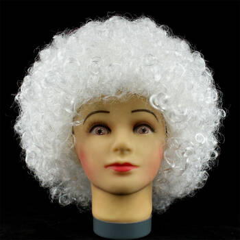 仕彩 表演假发 球迷假发 卷发 爆炸头 搞怪假发 蓬松影楼假发 白色