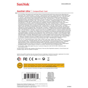 
                                        闪迪（SanDisk）至尊高速CompactFlash存储卡 CF卡 16GB 333X 读速50MB/s                