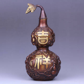 > 易水阁 开光精品纯铜葫芦摆件大号 镇宅葫芦摆设保平安 客厅门厅