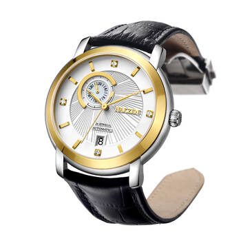 名古城 nakzen 日本名表 男士皮带机械手表sl6026g 黑带金壳