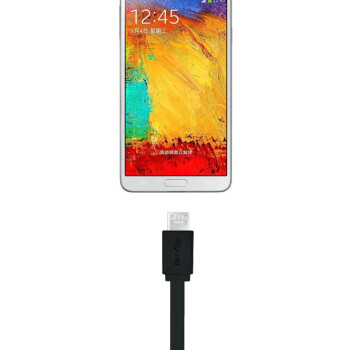 Snowkids 环保耐弯折TPE材质Micro USB接口面条充电数据线 2米加长版 黑色 适用于三星/华为等
