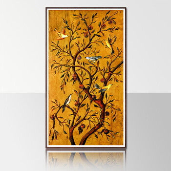 
                                        格丽油画 现代装饰画欧式壁画有框画客厅挂画卧室玄关墙画三联画 黄金硕果 黄金硕果系列-三联画 35*70cm实木有框画                