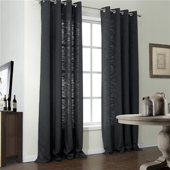 图吉（twopages) 简约现代 黑色仿麻窗帘 打孔式 单片 MDV306-35 W300cm X L180cm