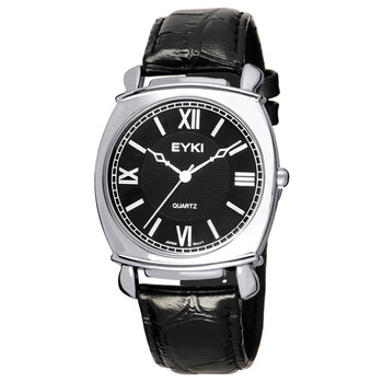 eyki艾奇石英表简约情侣表 韩国时尚手表 皮表带对表腕表3696 黑带